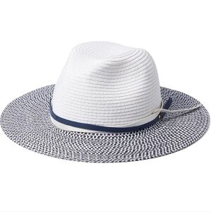 Badgley Mischka Straw Fedora with Leather Trim - NWOT